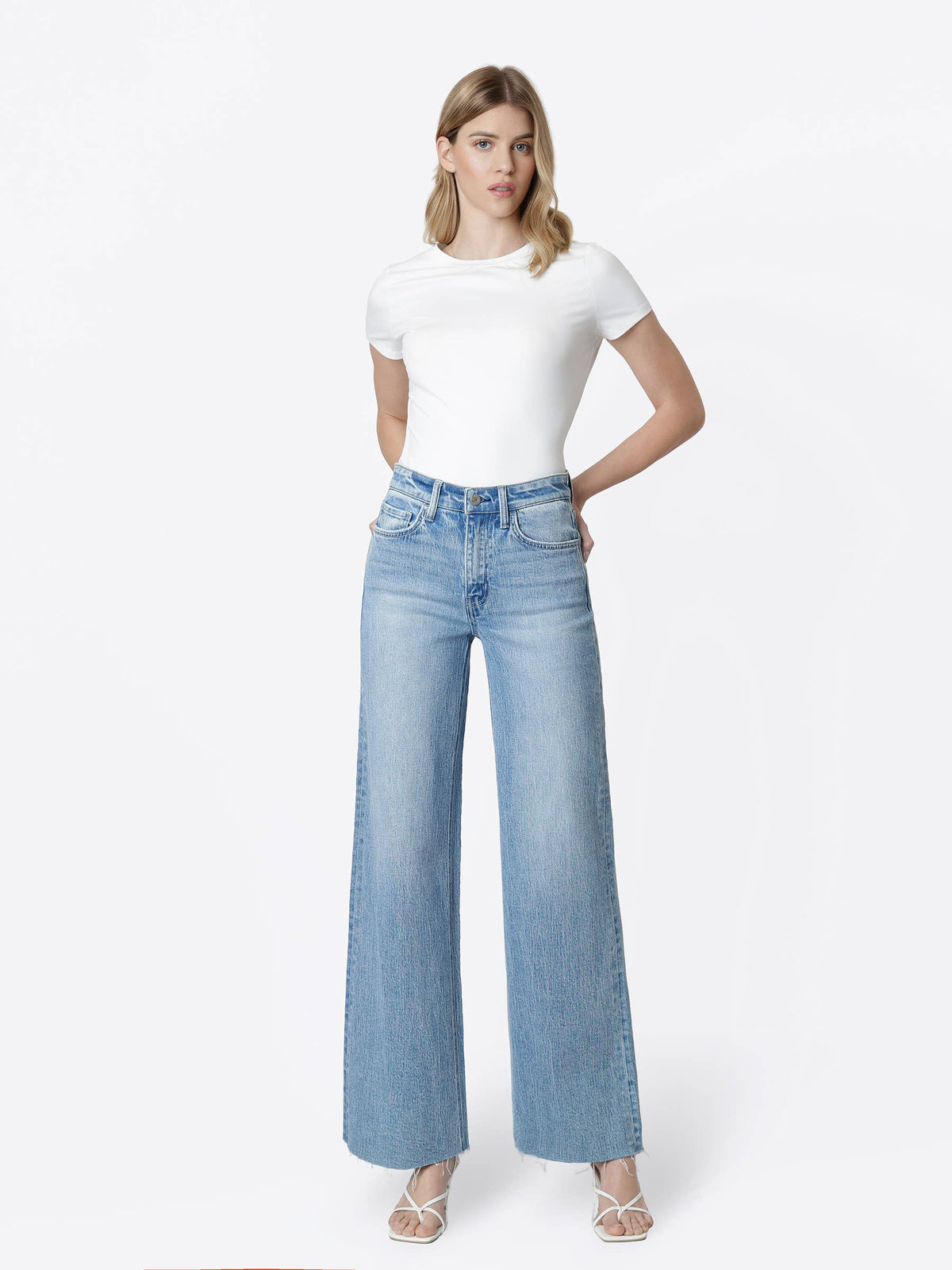 HADLEY CLEAN CUT RAW HEM WIDE JEANS