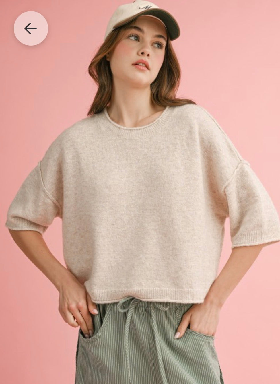 Oatmeal Short Sleeve Sweater
