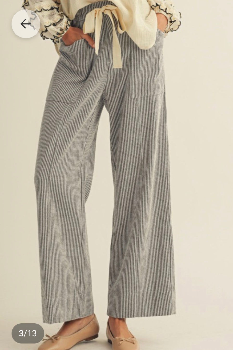 Striped Tie Waist Elastic Pants