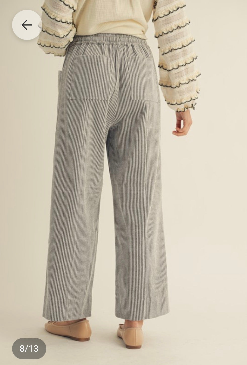 Striped Tie Waist Elastic Pants