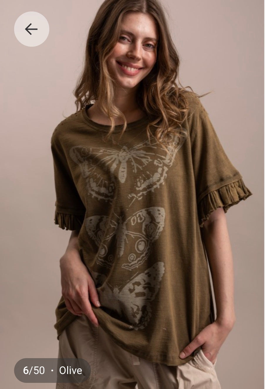 Butterfly Ruffle Sleeve T Shirt