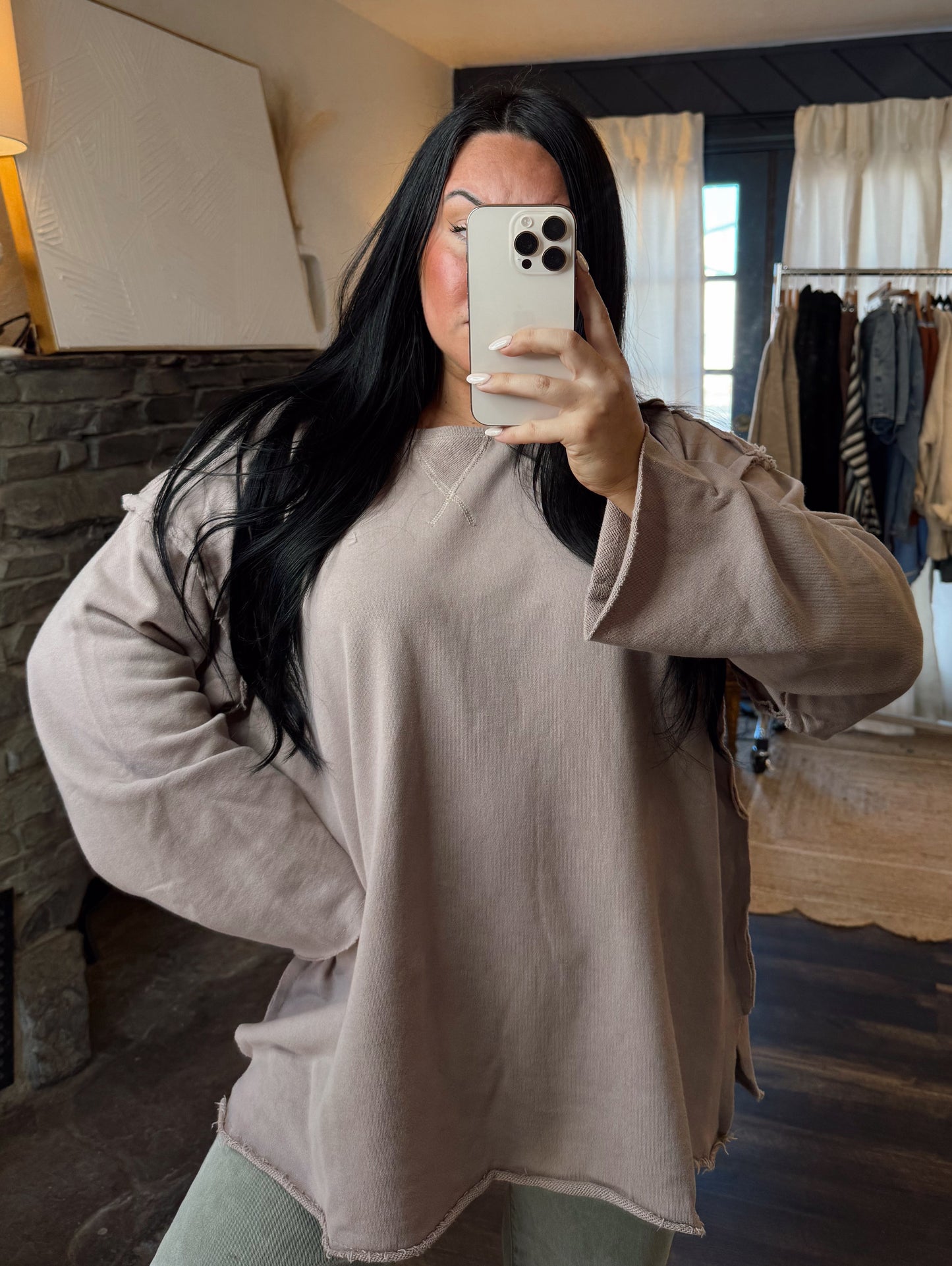 Oversized Raw Edge Pullover