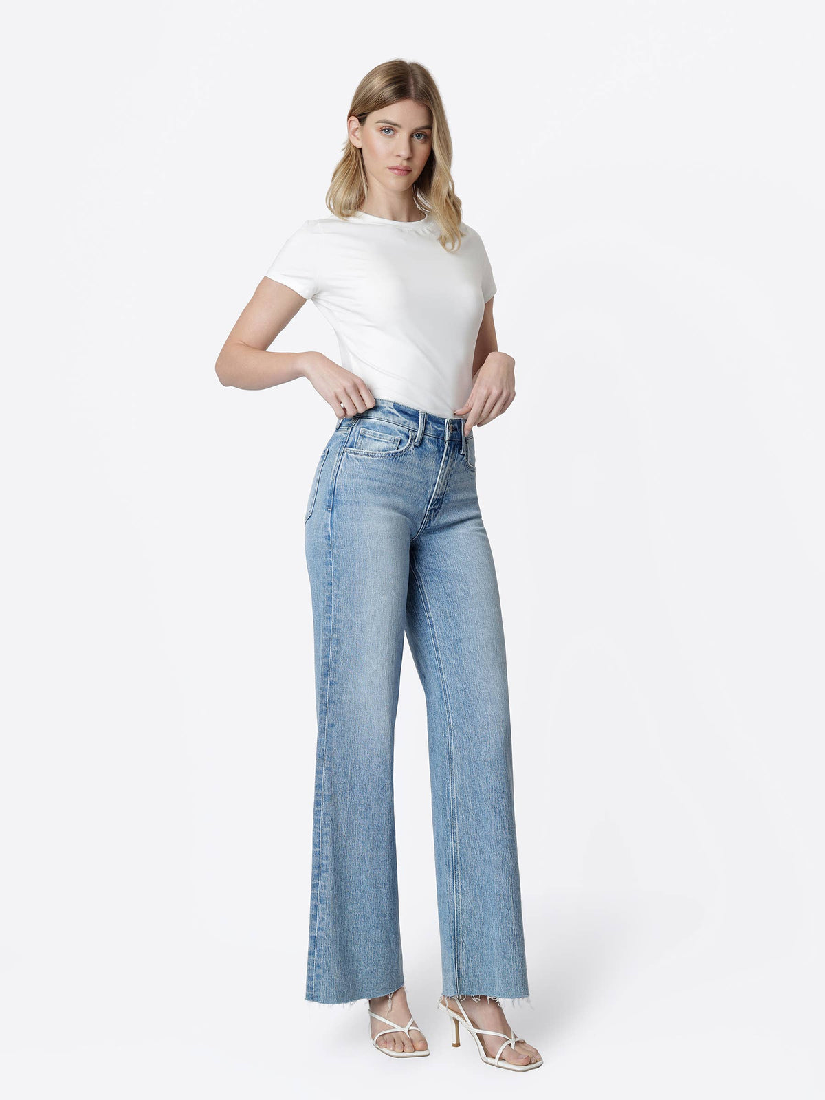 HADLEY CLEAN CUT RAW HEM WIDE JEANS