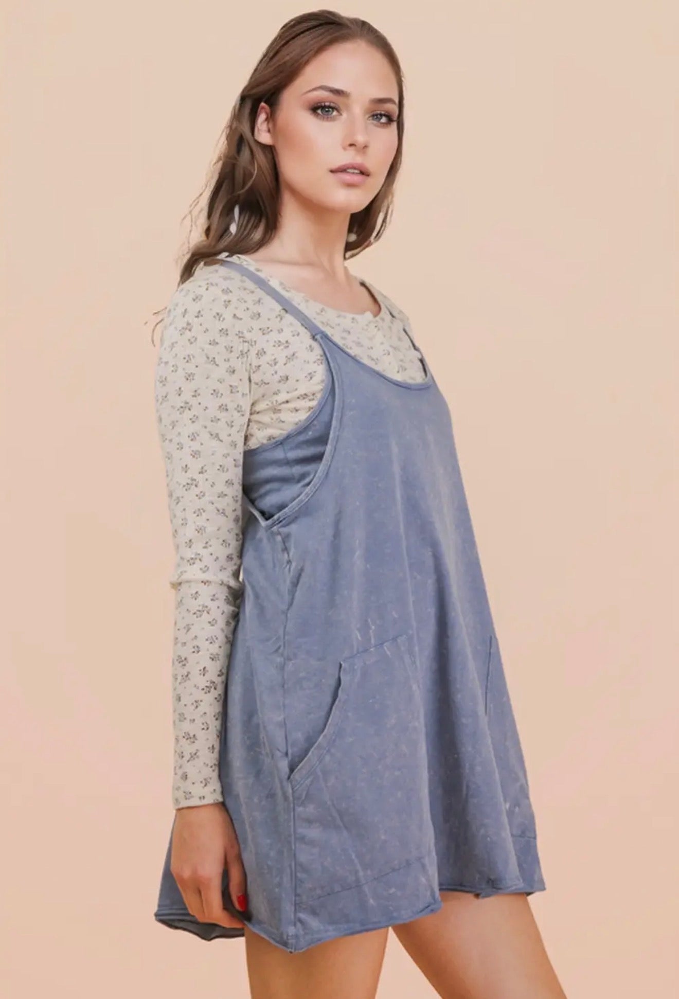 Mineral Washed Shorts Dress