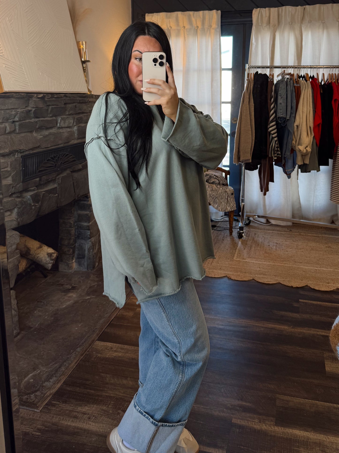 Oversized Raw Edge Pullover