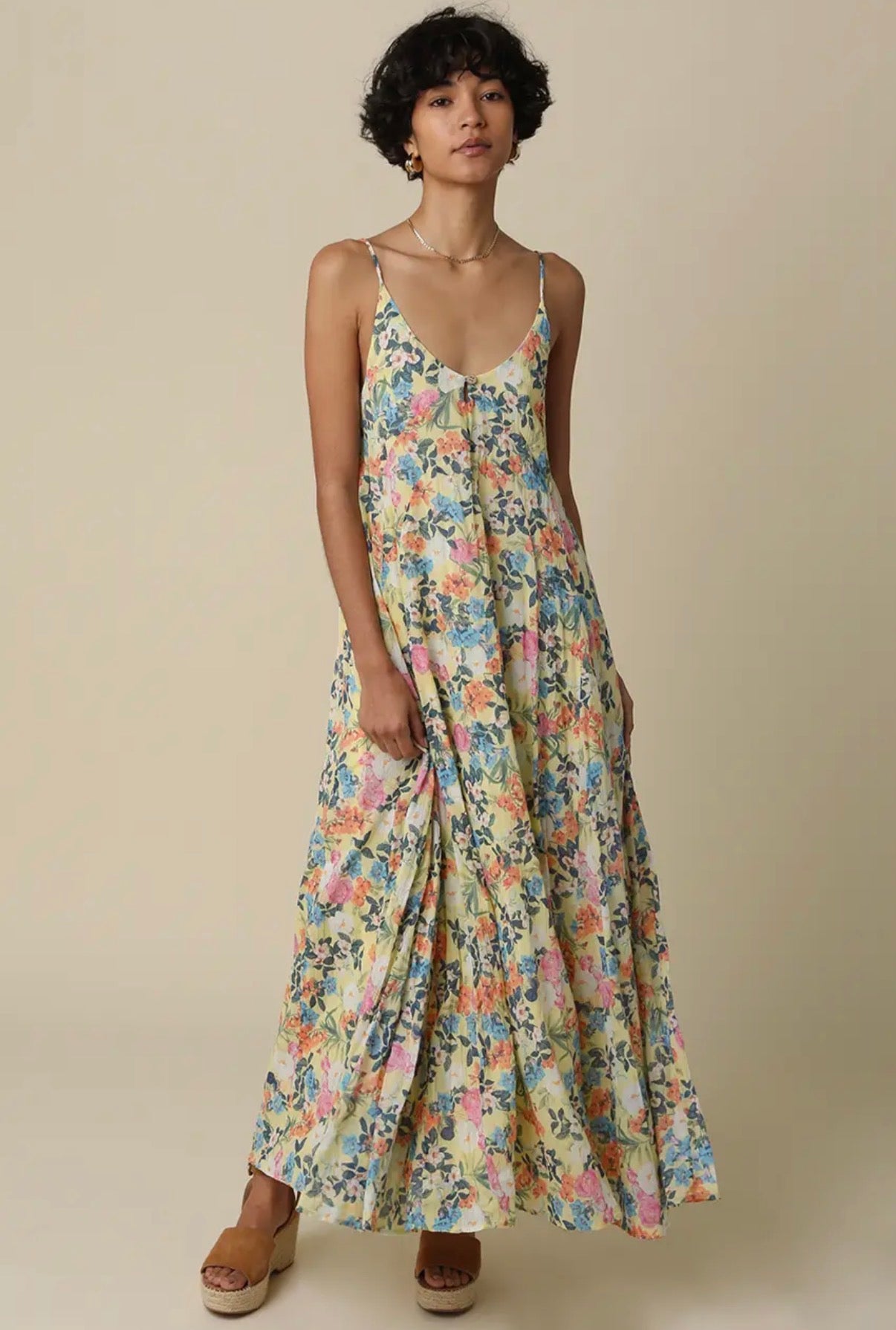 Floral Open-Back Maxi Dress