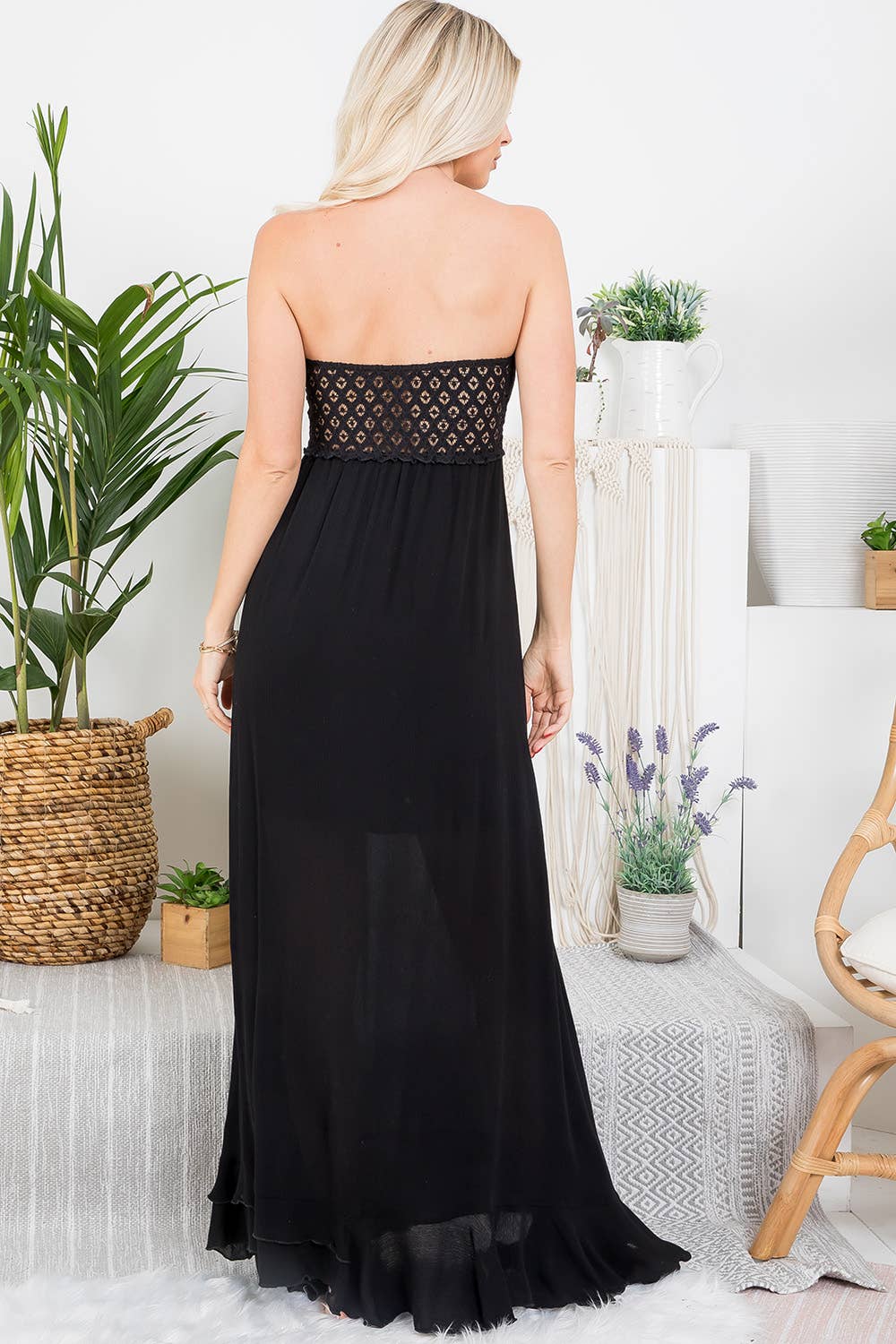 RESORT CROCHET LACE TUBE MAXI DRESS