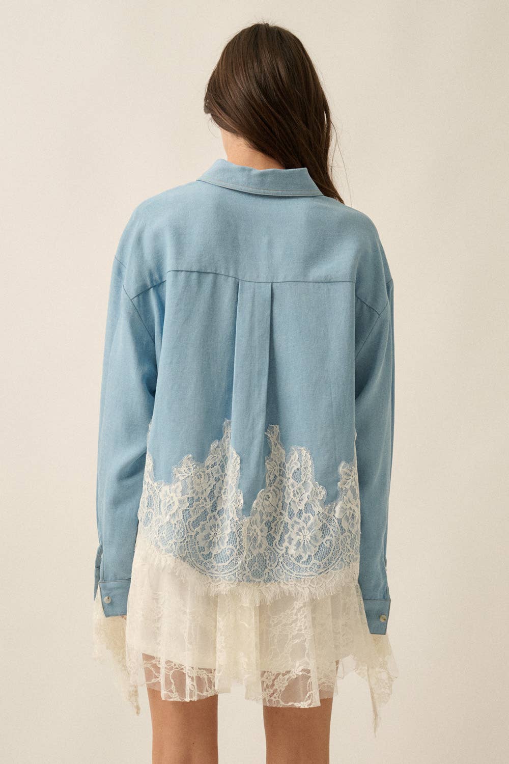 Tencel Denim Lace Button-Up Shirt