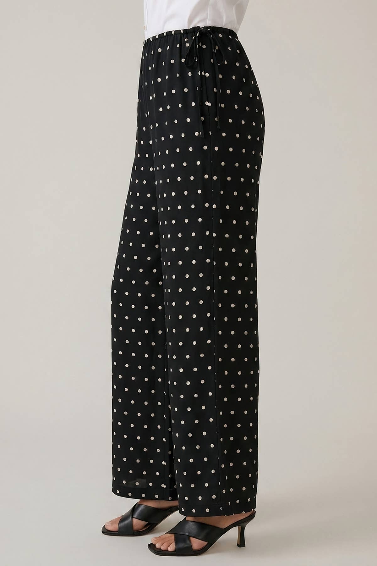 POLKA DOT SIDE CUT OUT ELASTIC PANTS