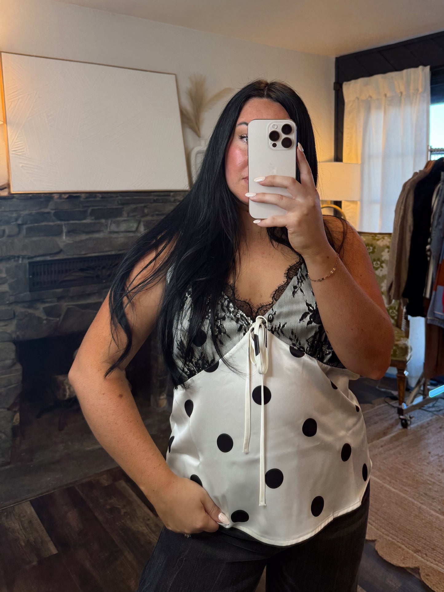 Satin Polka Dot Tank Top
