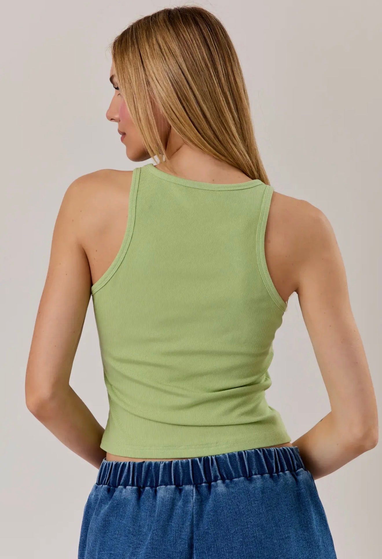 Lime Beaded Tank Top