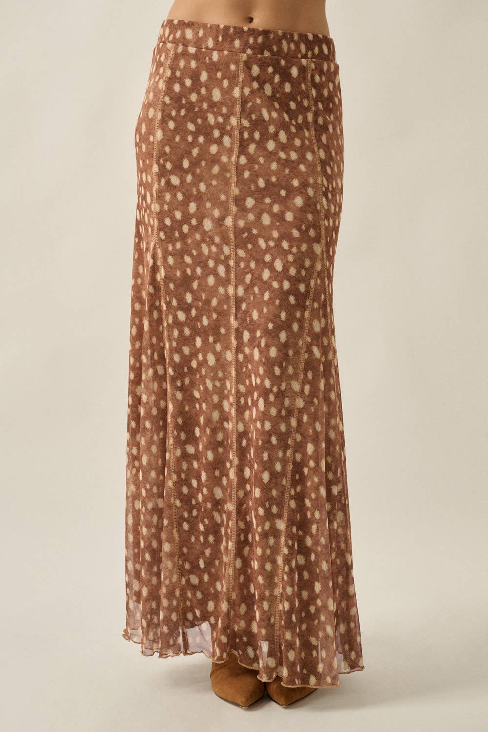 Fawn Polka Dot Mesh Maxi Skirt