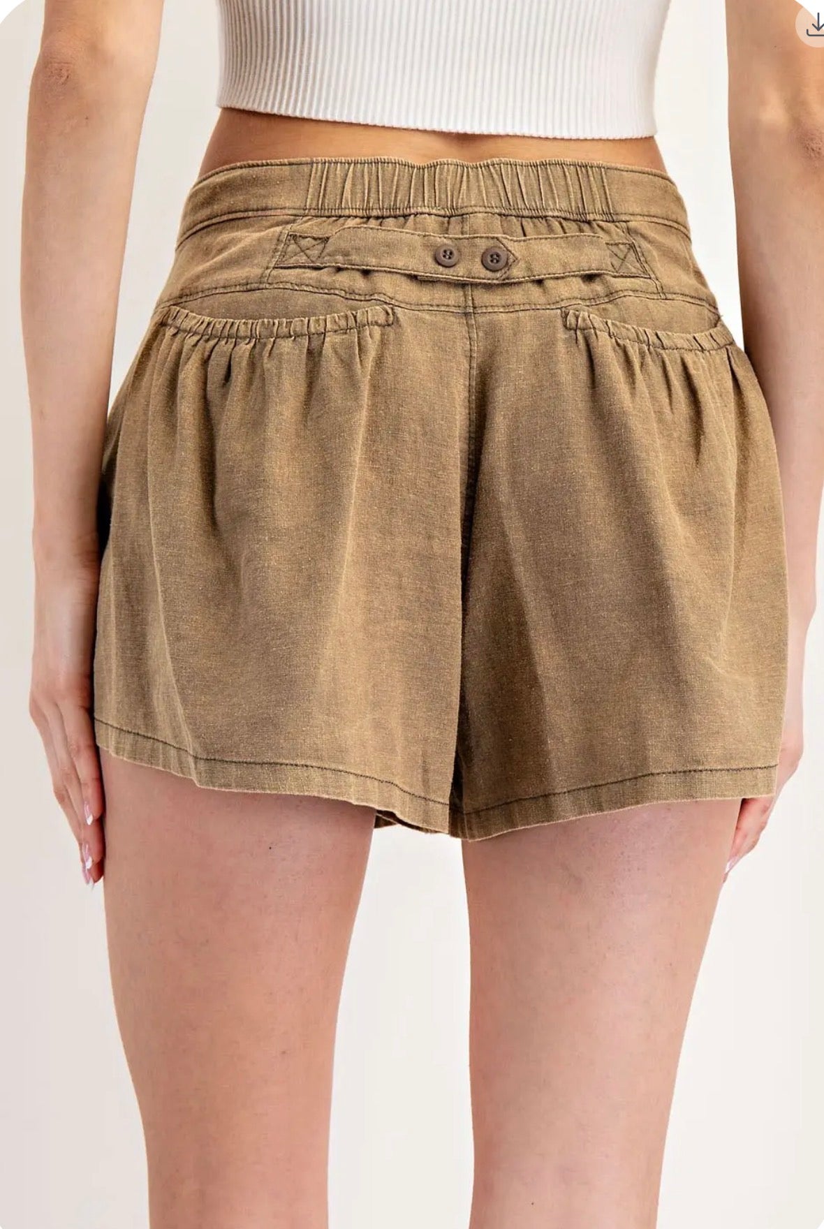 Mineral Washed Drape Pocket Shorts