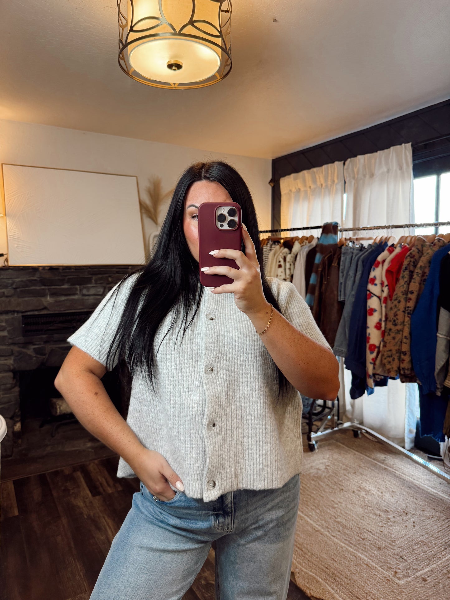 Short Sleeve Button Cardigan