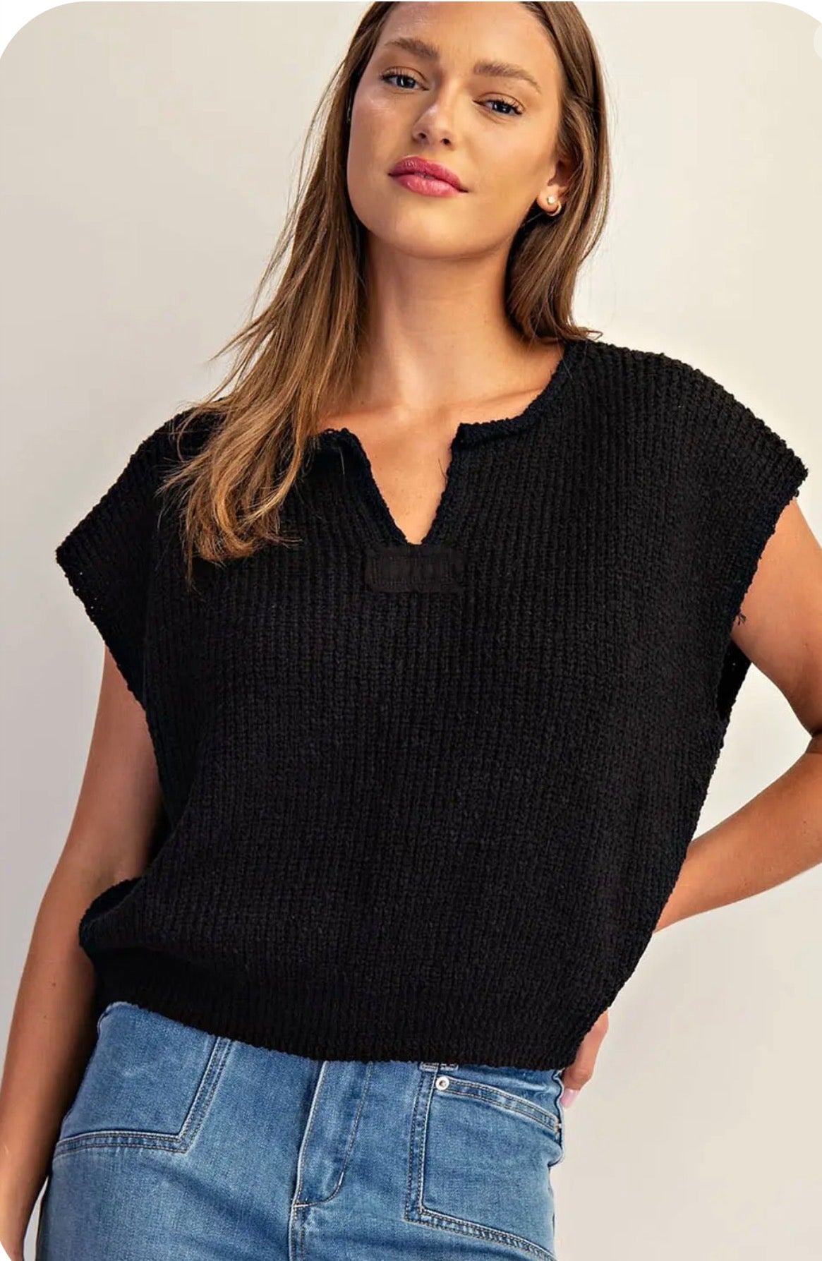 Cap Sleeve Knit Sweater Top