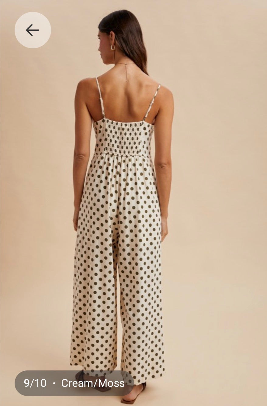 Polka Dot Wide Leg Jumpsuit