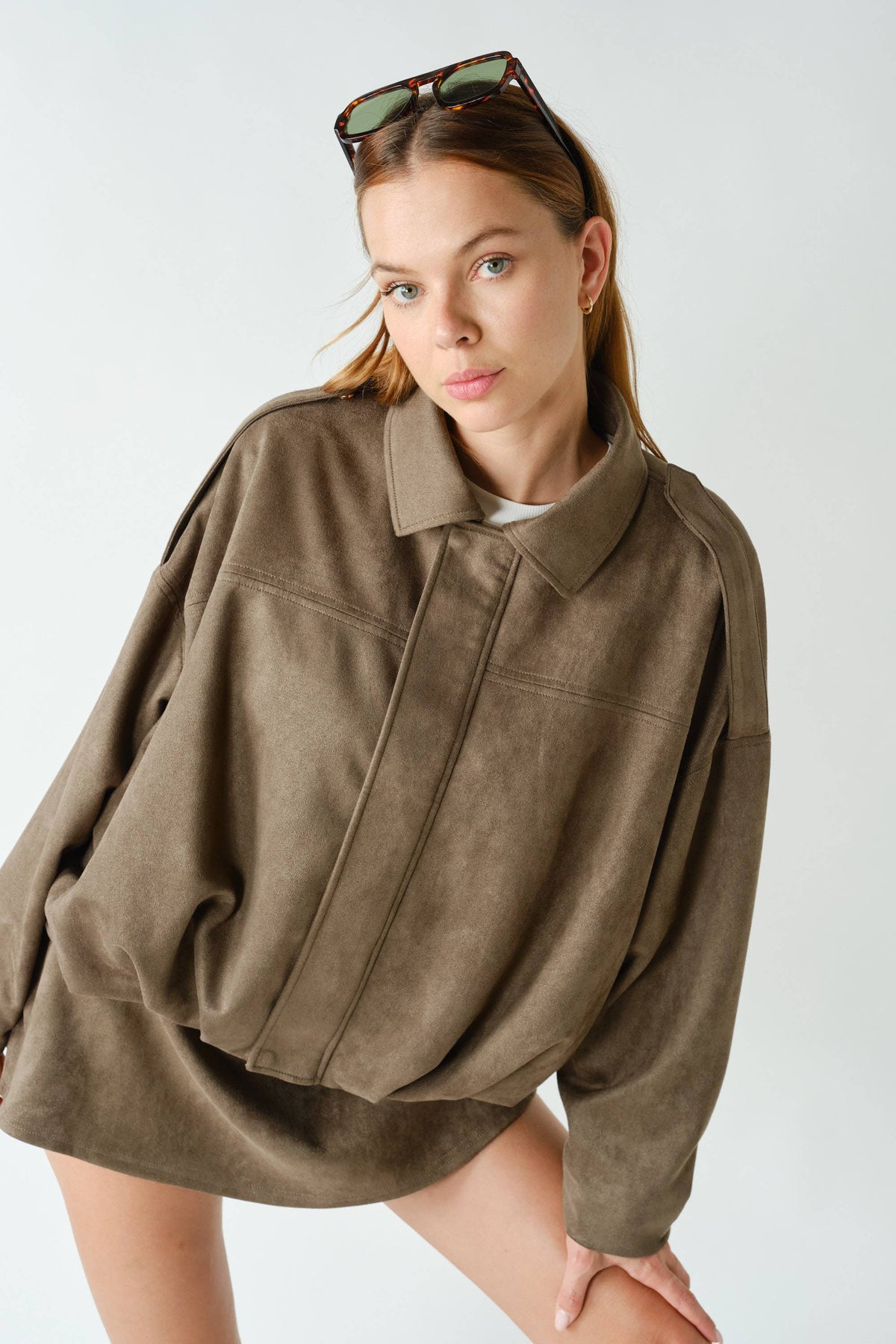 MOJAVE SUEDE-FINISH ZIP-FRONT JACKET