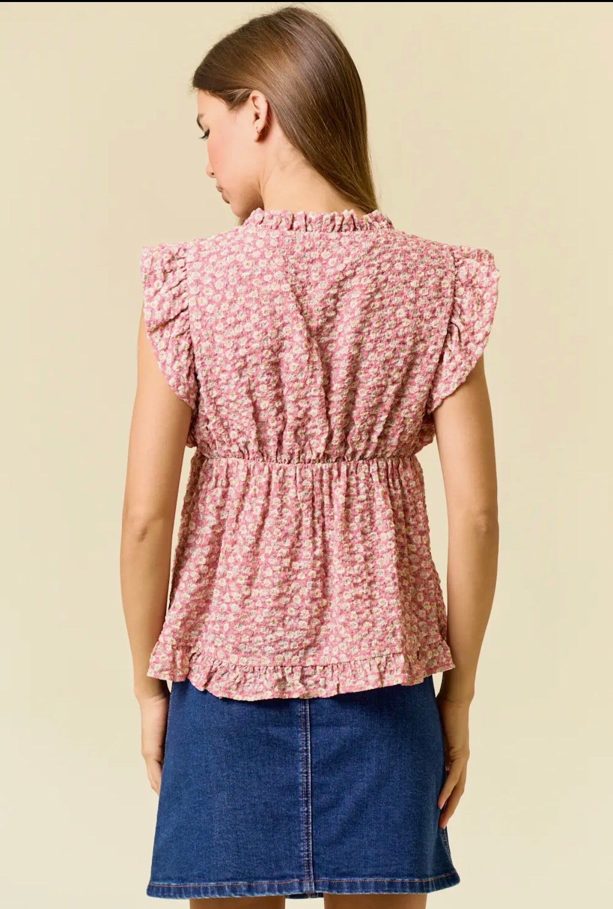 Puffy Floral Babydoll Top