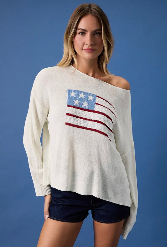 Cream Lightweight Flag Sweater