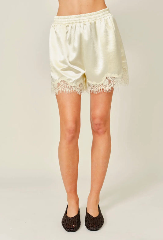 Satin Lace Shorts Lemon