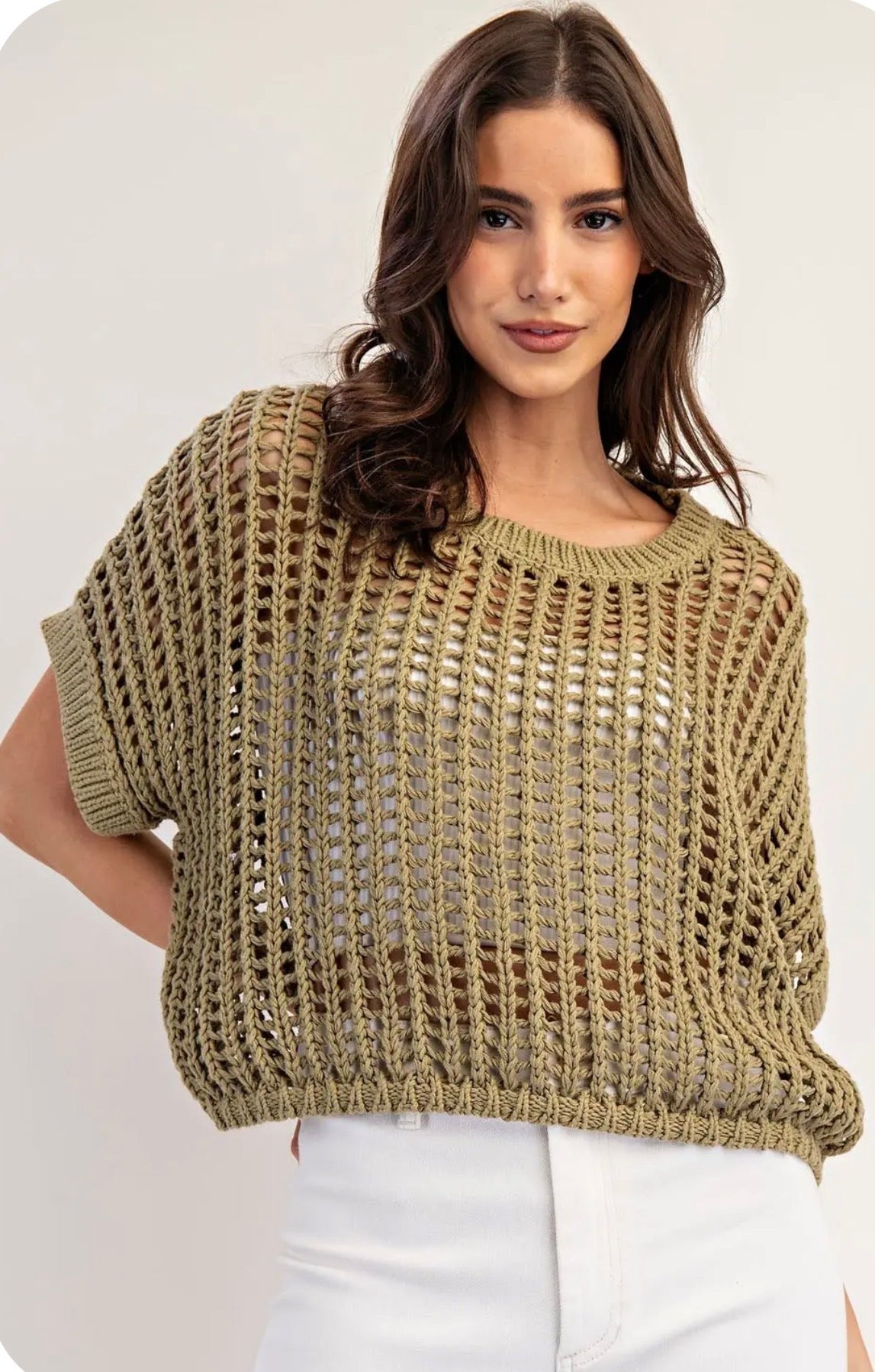 Crochet Knit Short Sleeve Top