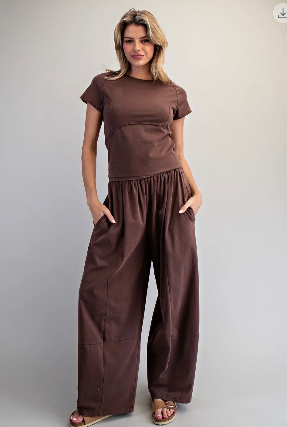 Mineral Washed Wide Leg Pants