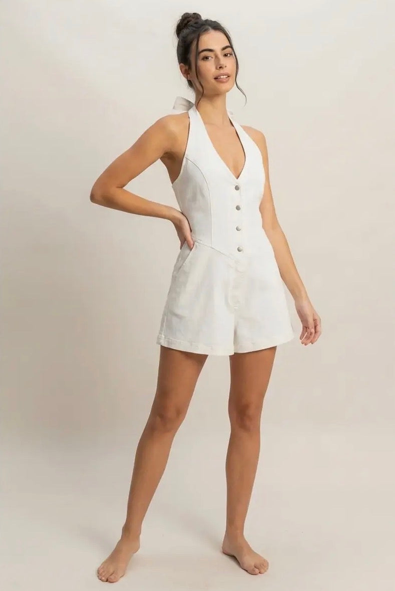 Denim Halter Romper