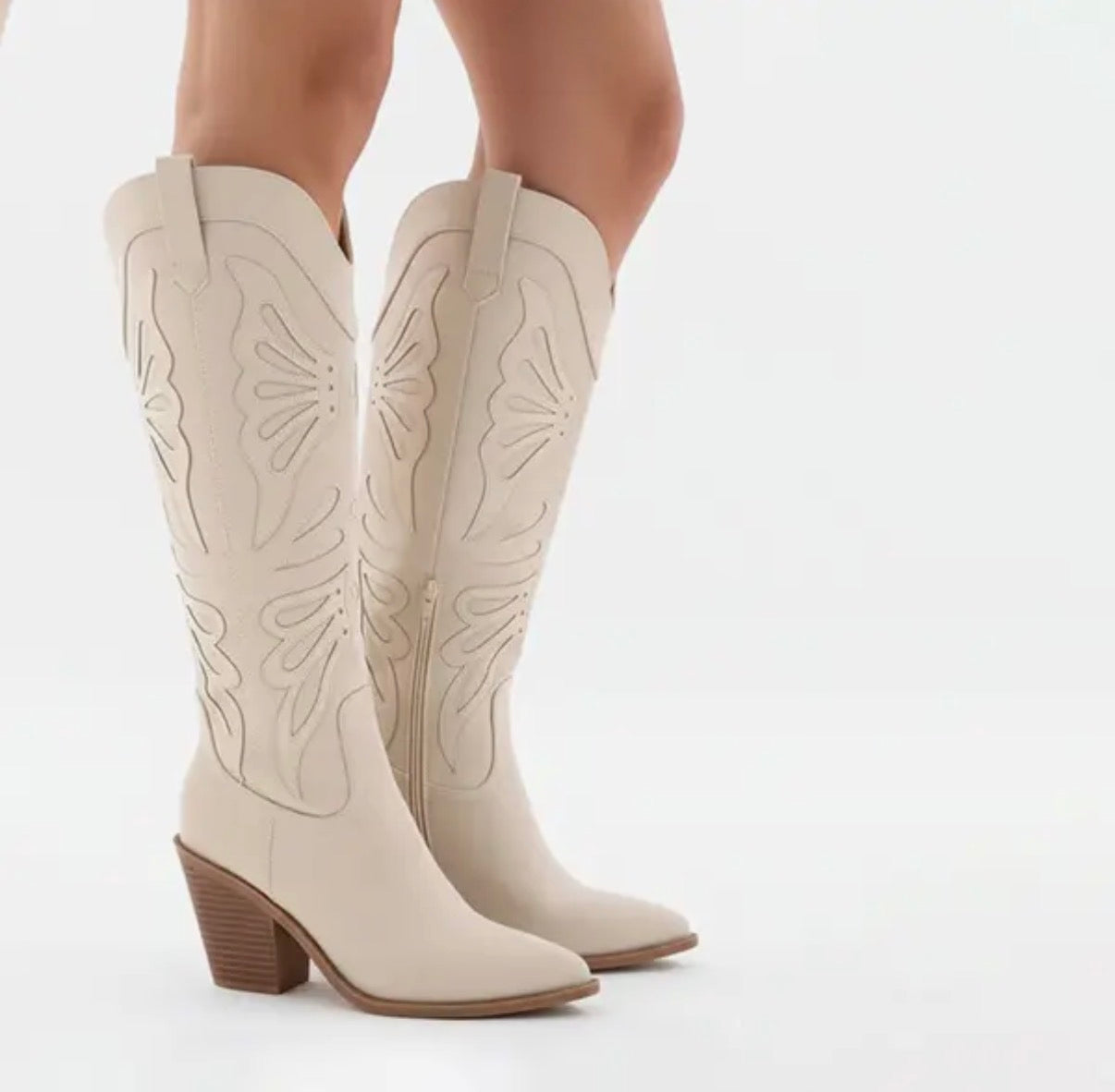 Butterfly Cream Cowboy Boot