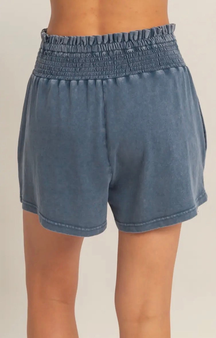 Smocked Waist Mineral Shorts