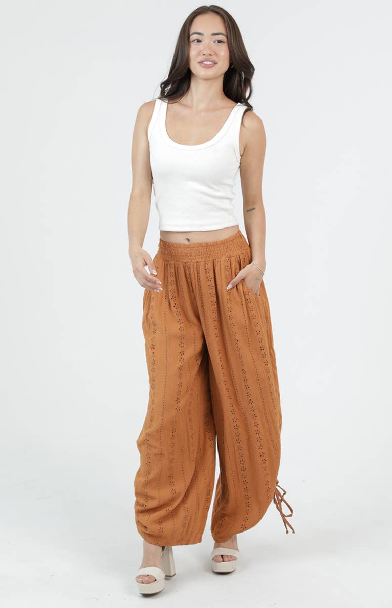 CINCHED SIDE LEG WIDE PANT WITH POCKETS