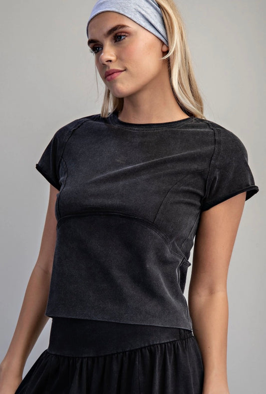 Ash Black Stitched Tee Shirt
