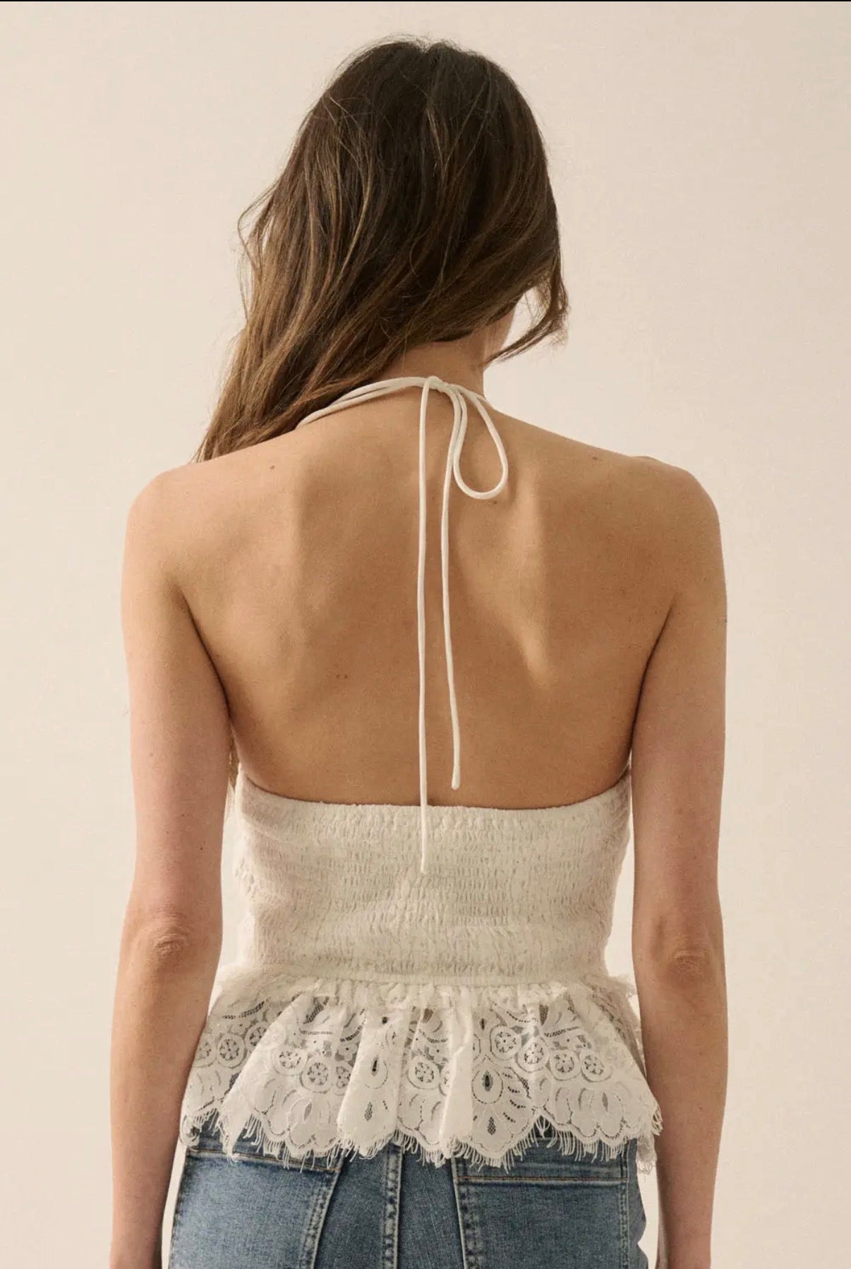 Halter Eylash Lace Cami Top