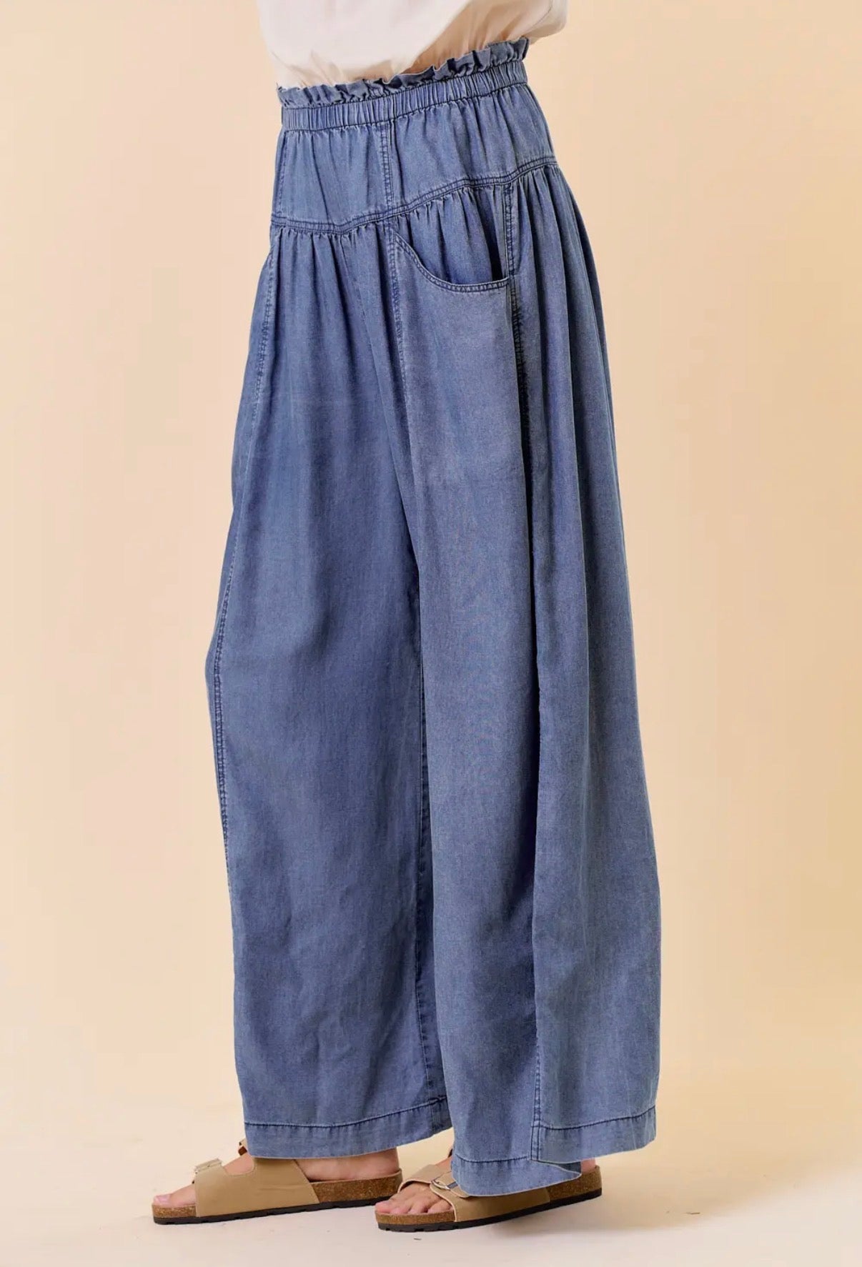 Wide Leg Flowy Denim Pants