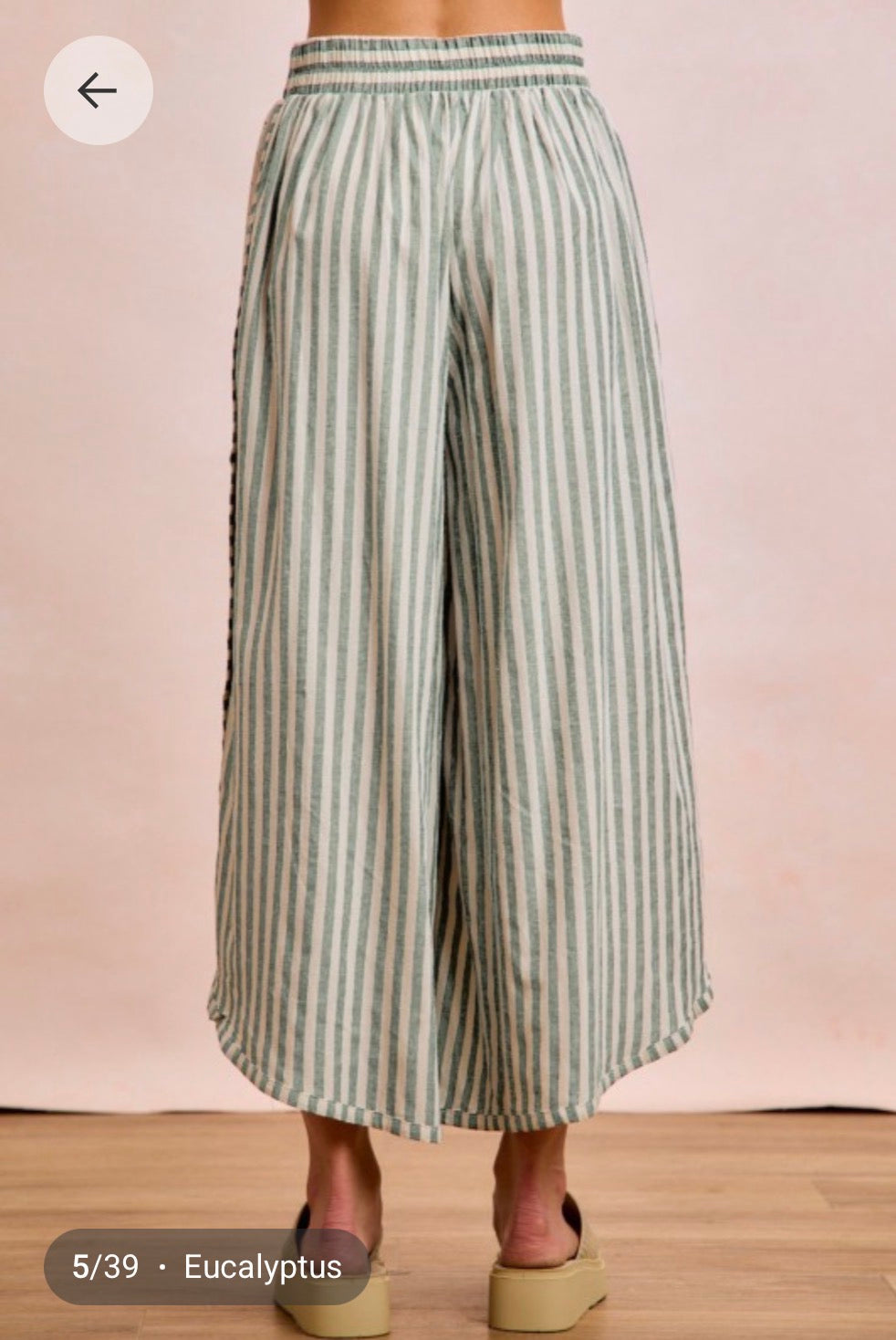 Floral Eyelet Green Stripe Pants