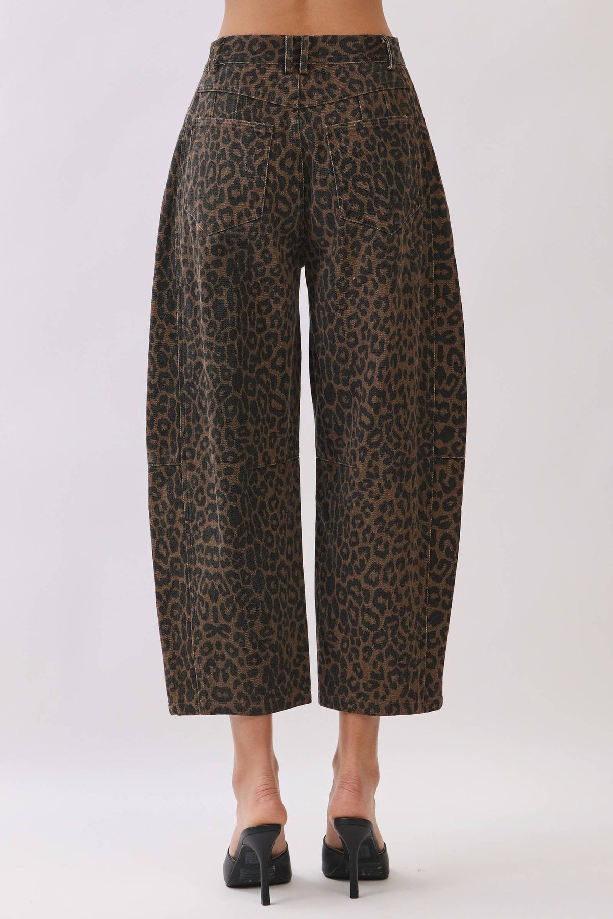 Leopard Print Barrel Leg Pants
