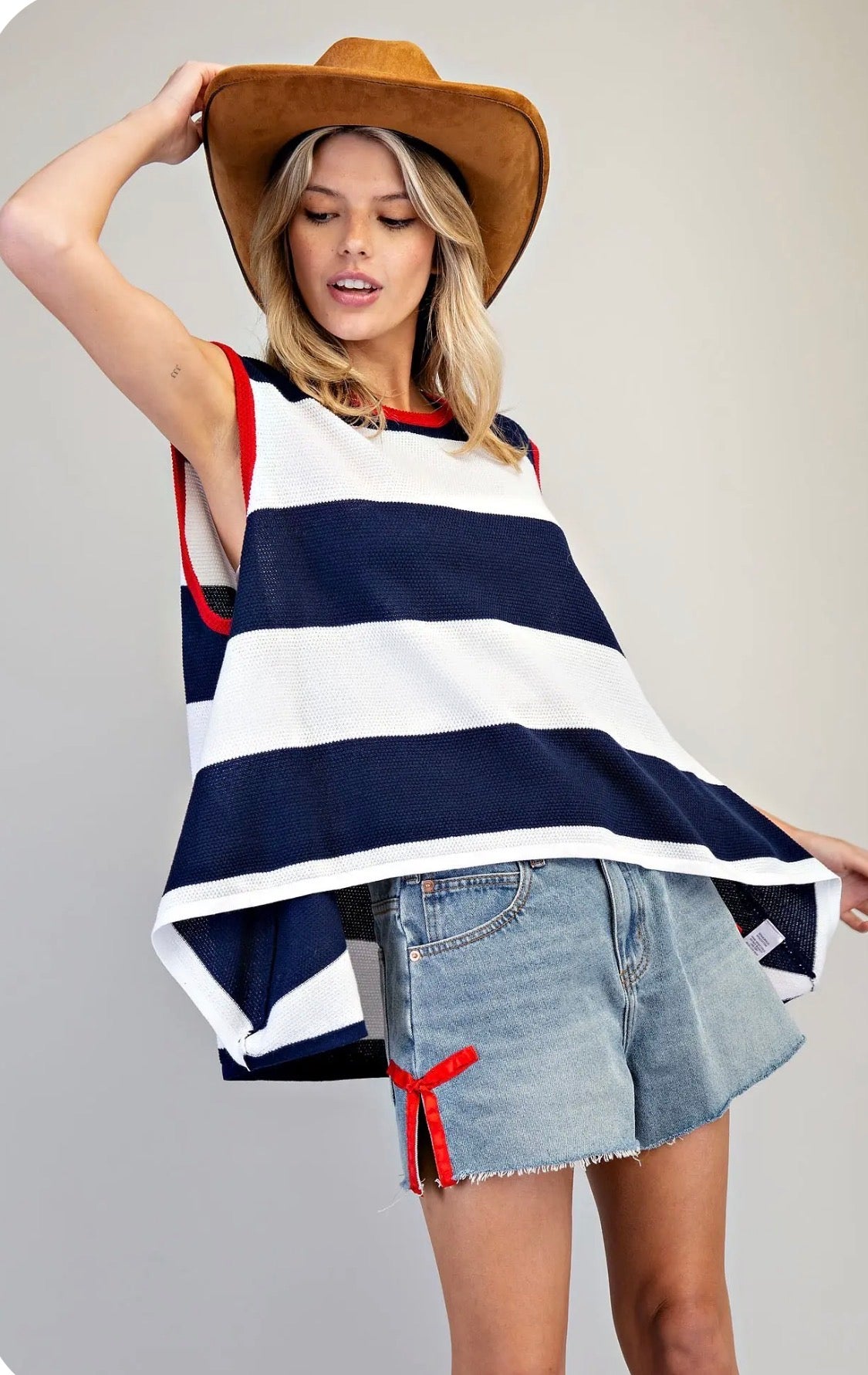 Striped Shark Bite Knit Top