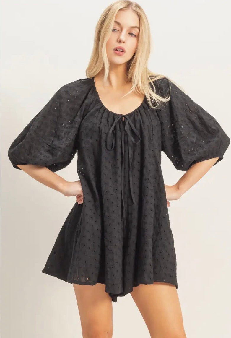 Black Eyelet Romper