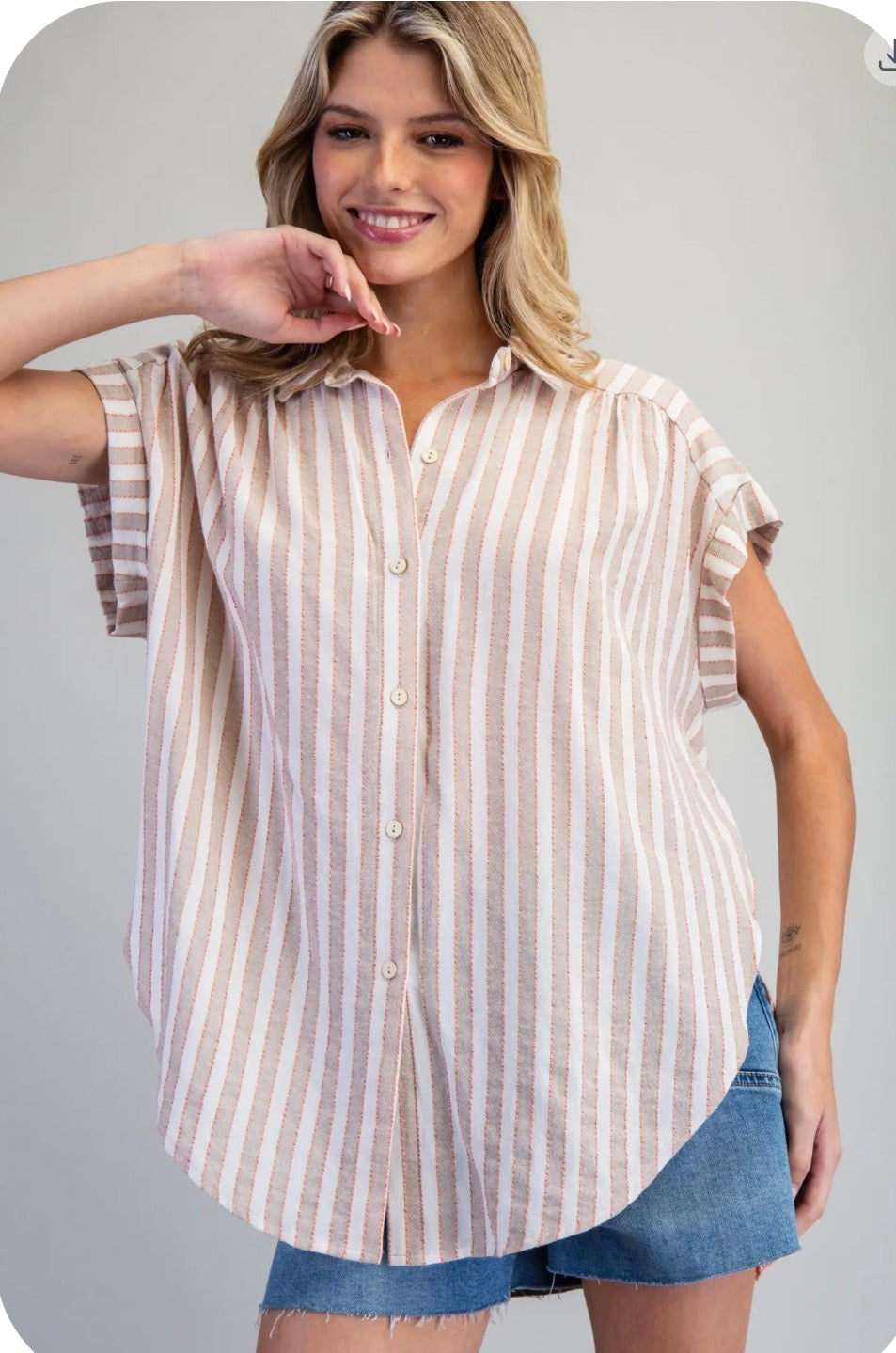 Striped Button Down Short Sleeve