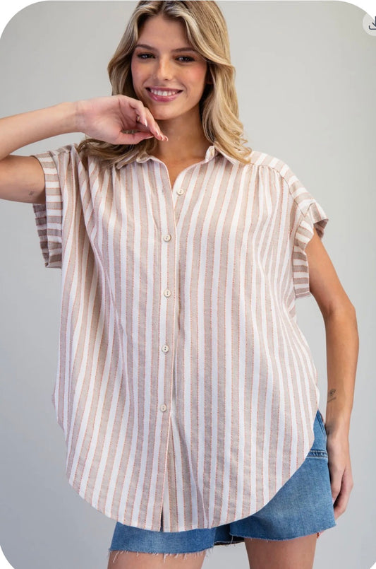 Striped Button Down Short Sleeve