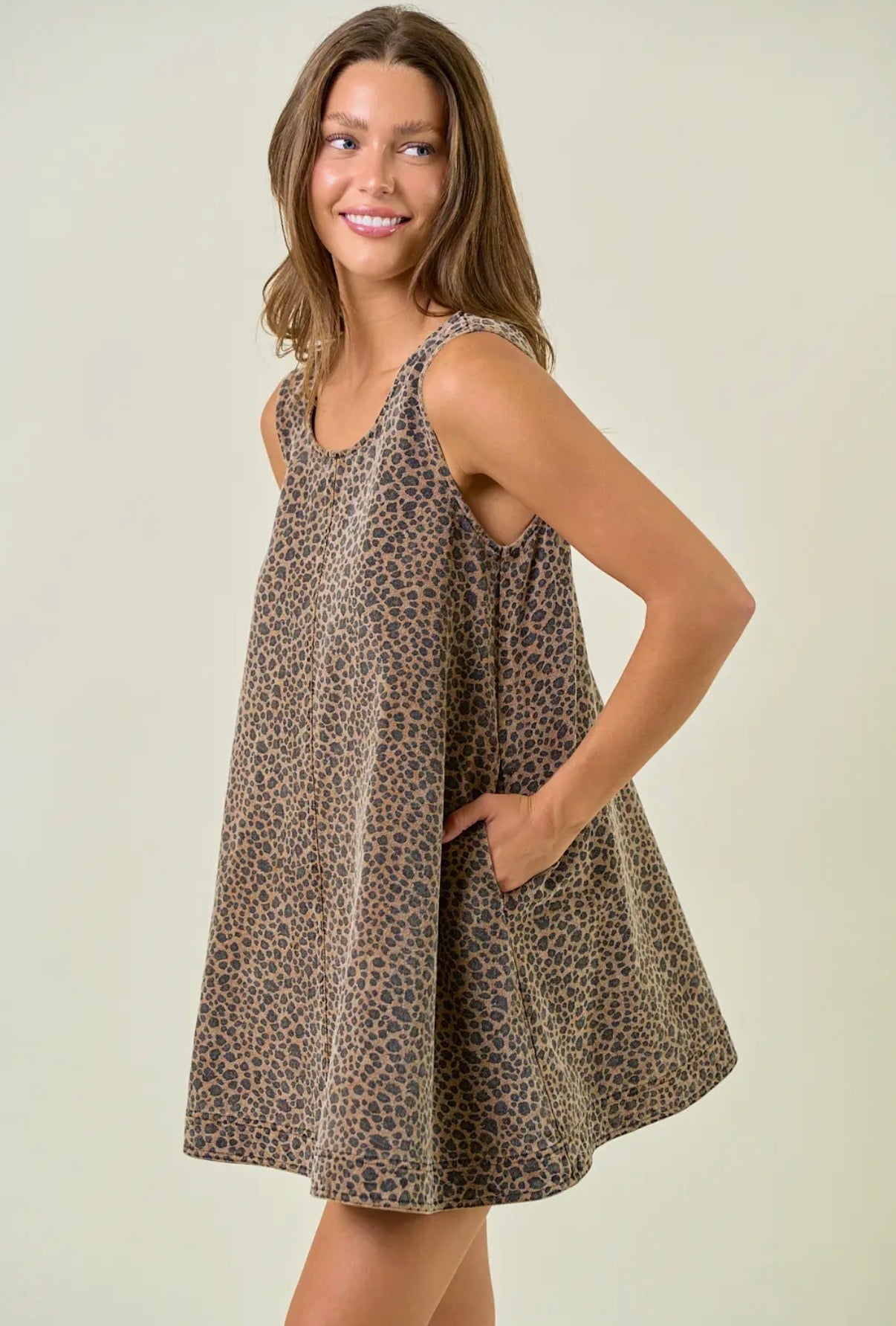 Leopard Scoop Mini Dress