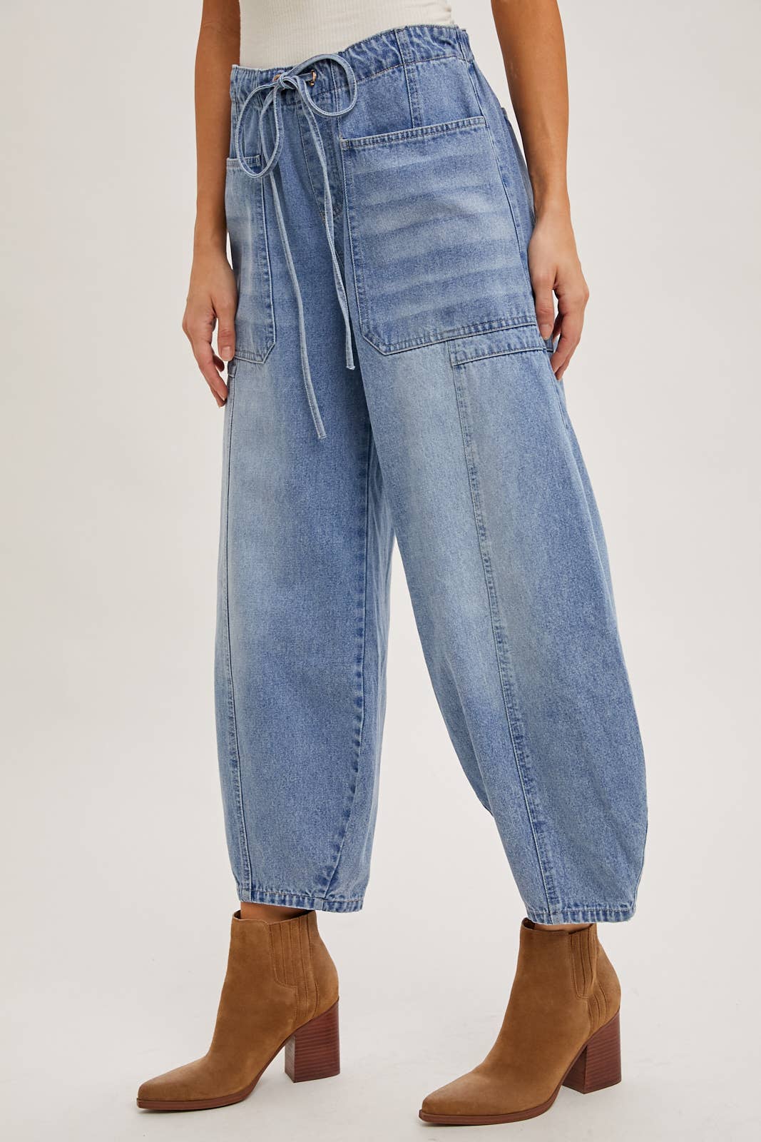 DENIM DRAWSTRINGS BARREL JEANS