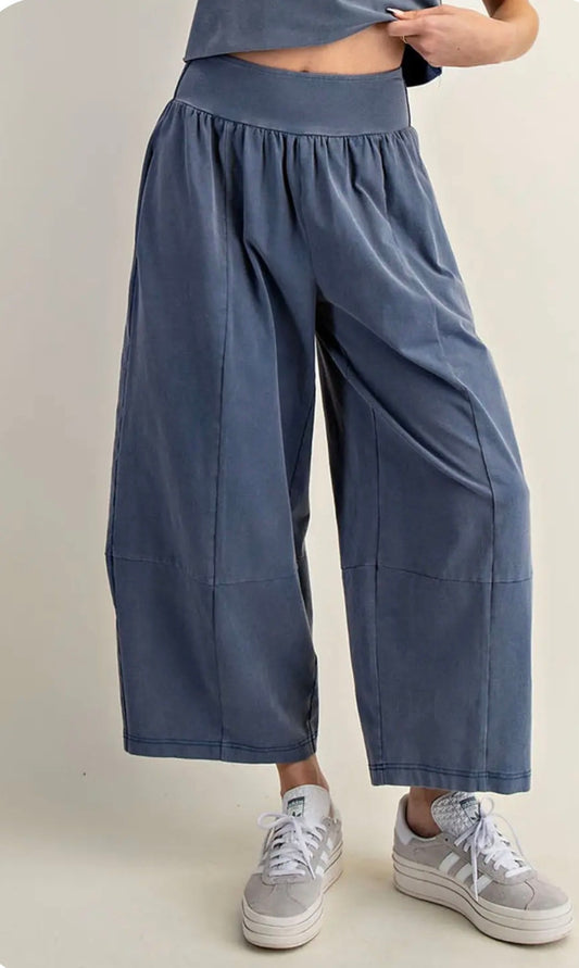 Mineral Washed Wide Leg Pants