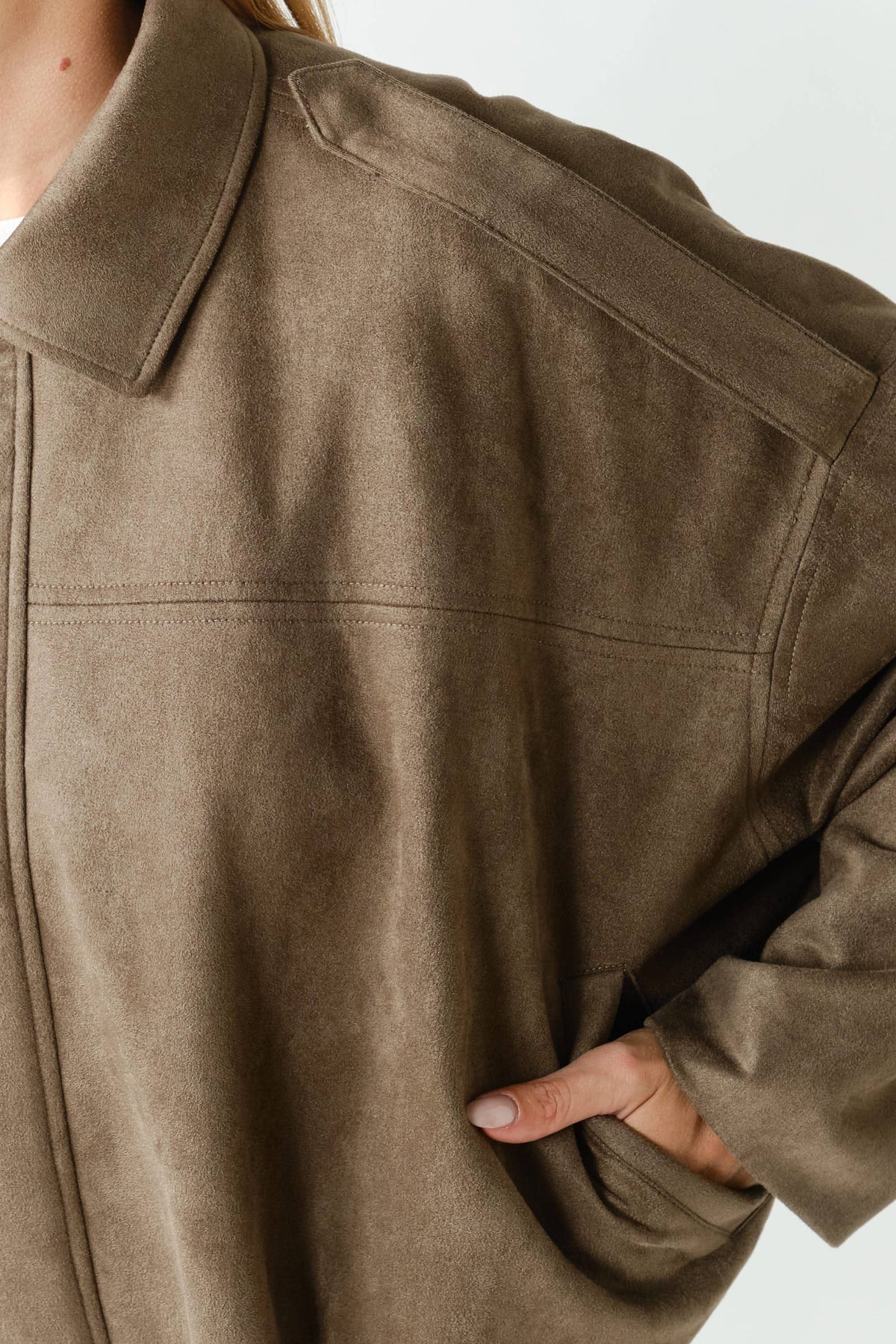 MOJAVE SUEDE-FINISH ZIP-FRONT JACKET