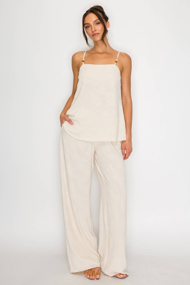 Jacquard Floral Wide Leg Pants
