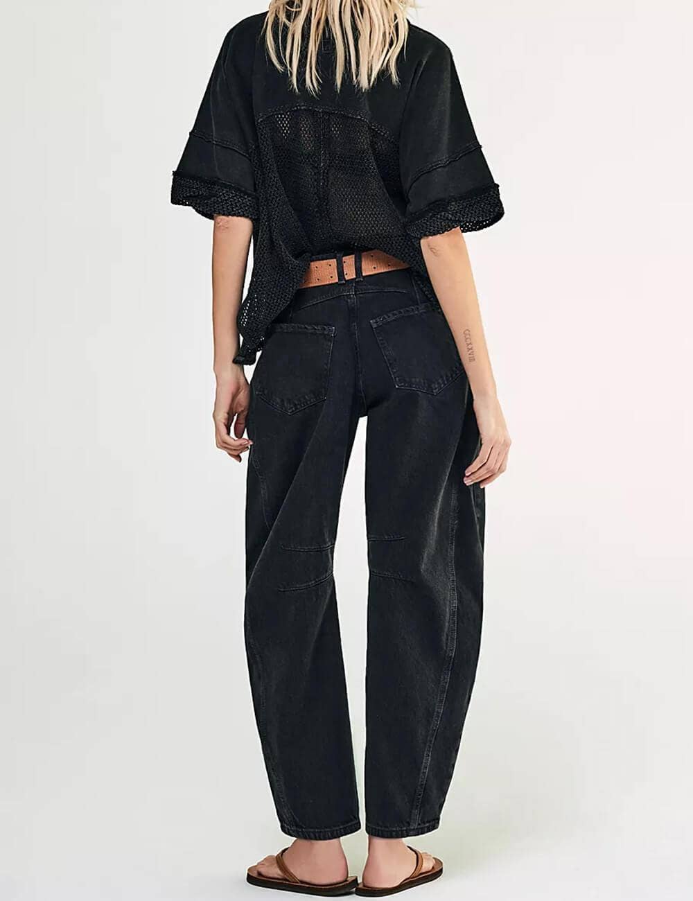 Black Wash Barrel Jeans
