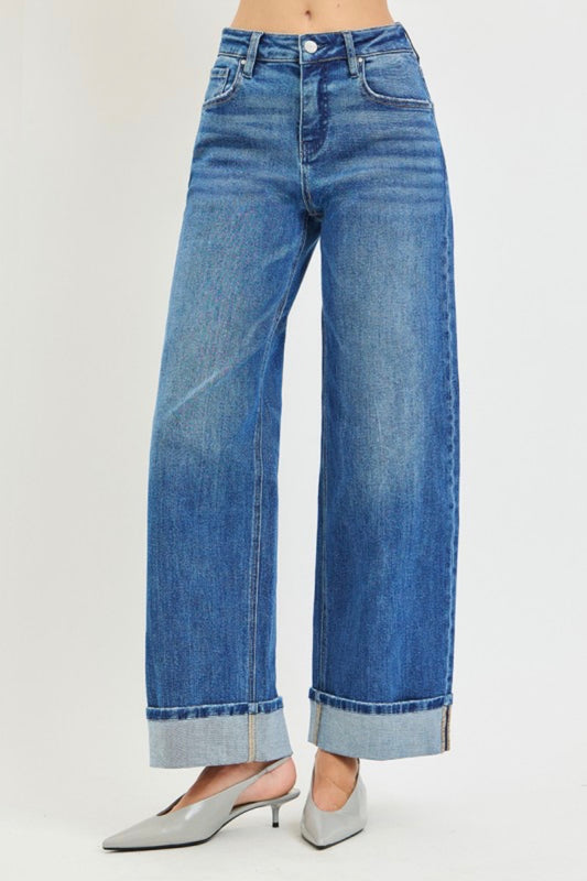 Isabel Wide Leg Cuff Jeans