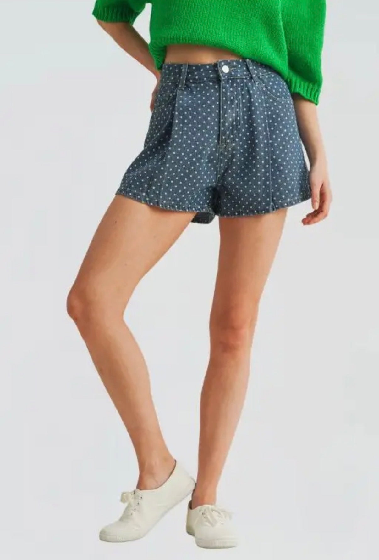 Polka Dot Denim Shorts