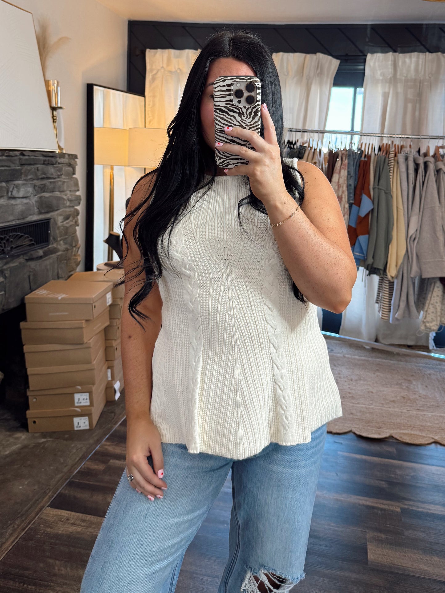 Cable Knit Peplum Top