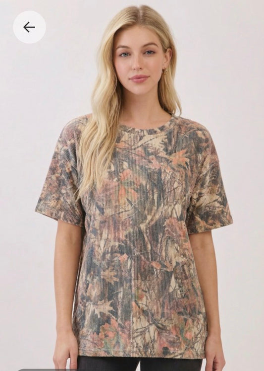Oversized Ribbed Camo Tee Shirt