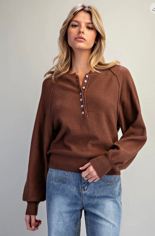 Coco Henley Buttoned Sweater